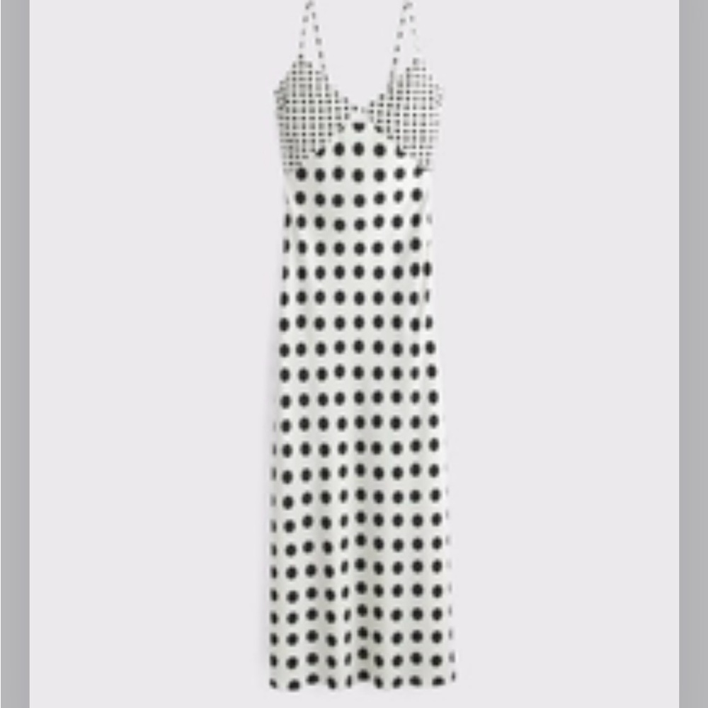 Abercrombie & Fitch Black and White Satin Polka Dot Dress